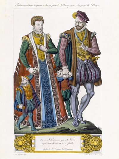 Costumes of a Seigneur and His Family, engraved by Amedee Peree by C.H. Langlois